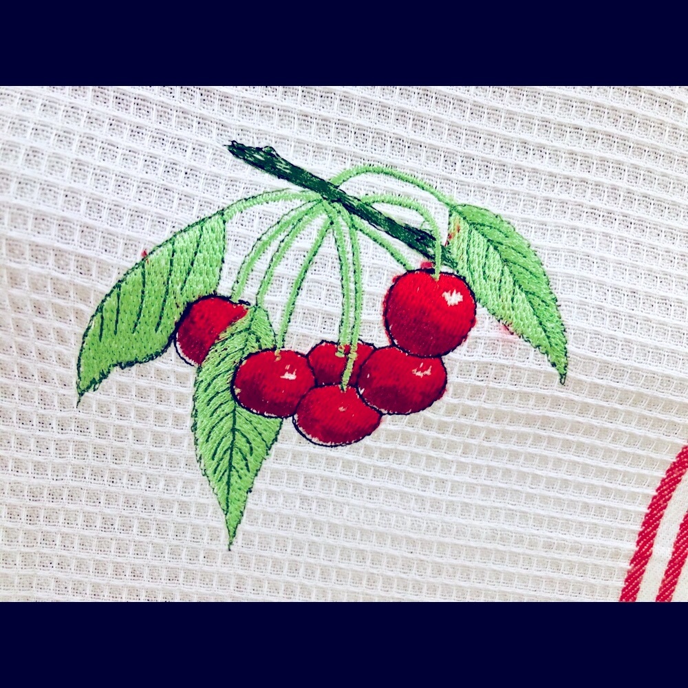 Embroidered tea towel